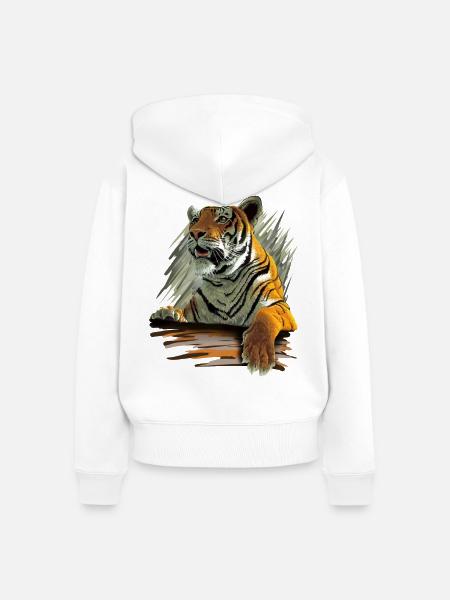 Tiger - Frauen Premium Bio Zip Hoodie - Weiß