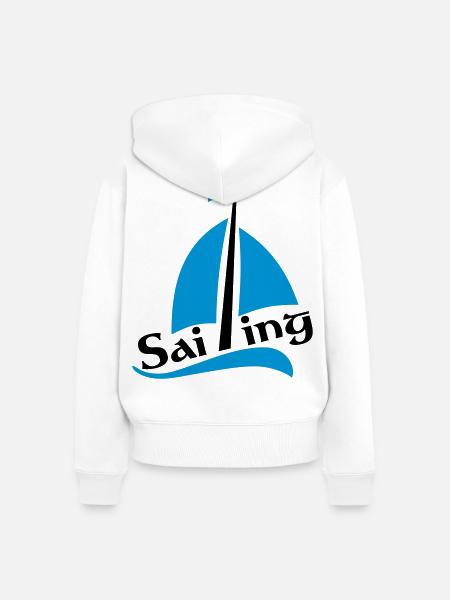 Segelboot - Frauen Premium Bio Zip Hoodie - Weiß