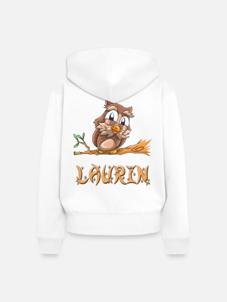 Eule Laurin - Frauen Premium Bio Zip Hoodie - Weiß