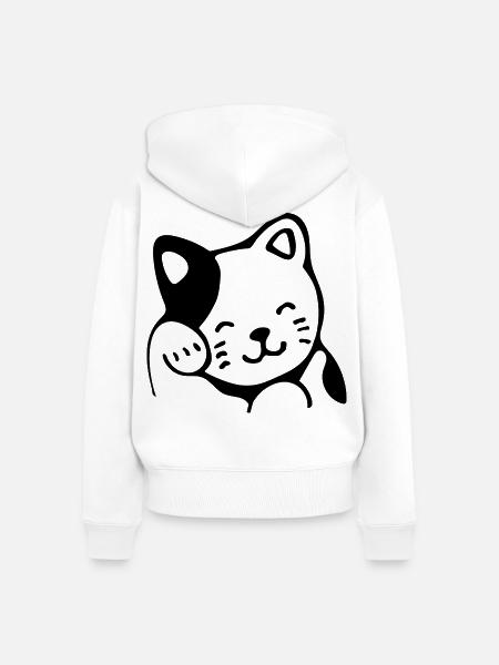 Katze - Frauen Premium Bio Zip Hoodie - Weiß