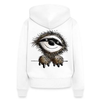 Pfiffiges Faultier - Faultiere - Comic - Fun - Frauen Premium Bio Zip Hoodie - Weiß - Hinten - AI Model Female 172 light (172cm)