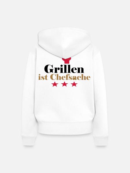 grillen ist chefsache - Frauen Premium Bio Zip Hoodie - Weiß