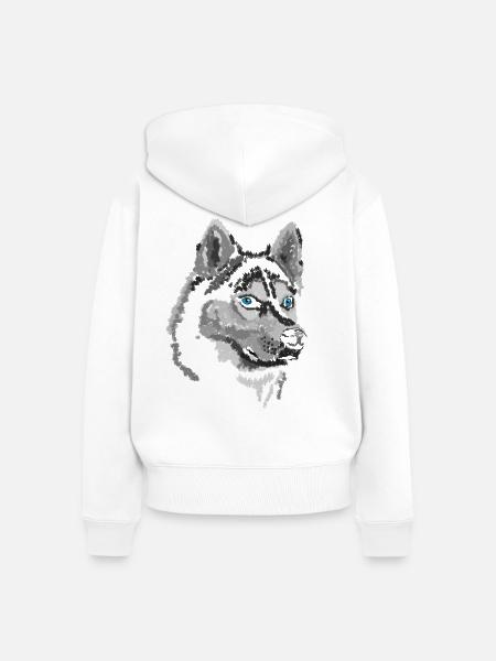 Schlittenhund - Frauen Premium Bio Zip Hoodie - Weiß