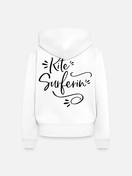Kitesurferin Kite surfen Geschenk - Frauen Premium Bio Zip Hoodie - Weiß