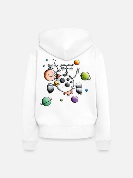 Kuh auf Weltreise - Frauen Premium Bio Zip Hoodie - Weiß