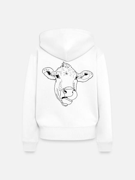 Leckende Kuh - Frauen Premium Bio Zip Hoodie - Weiß