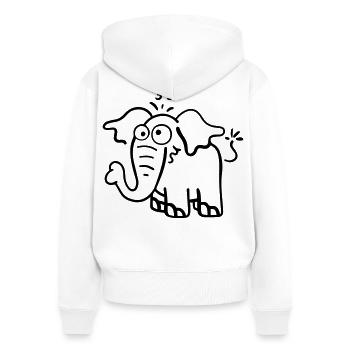 Drôle d'éléphant. - Sweat à capuche zippé Premium bio Femme - blanc - Dos - AI Model Female 172 light (172cm)