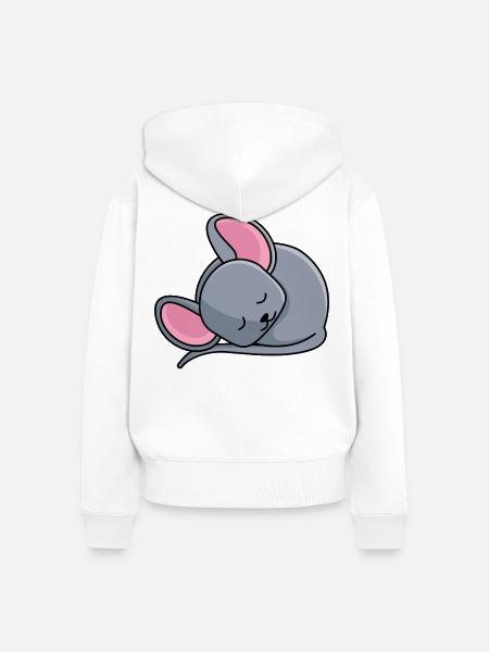 Schlafendes Mäuschen - Frauen Premium Bio Zip Hoodie - Weiß