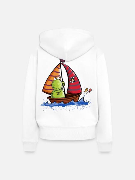 Frosch auf See - Frauen Premium Bio Zip Hoodie - Weiß