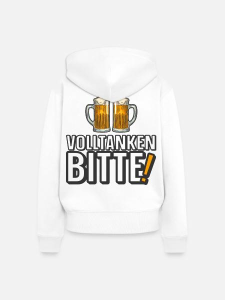 Volltanken Bitte! - Frauen Premium Bio Zip Hoodie - Weiß