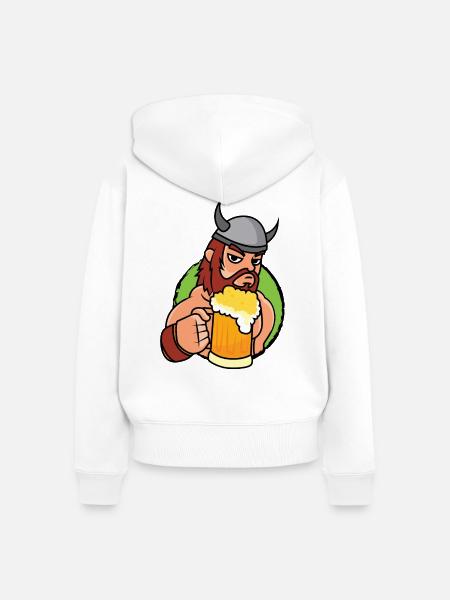 Wikinger Bier - Frauen Premium Bio Zip Hoodie - Weiß