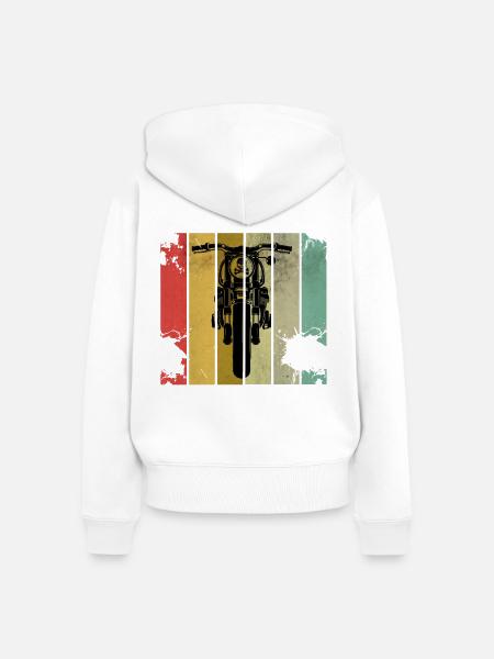 Motorrad Biker Retro - Frauen Premium Bio Zip Hoodie - Weiß
