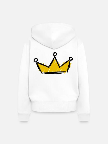 Krone - Frauen Premium Bio Zip Hoodie - Weiß