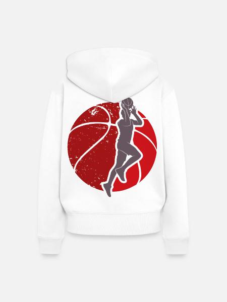 Basketball - Basketballer beim Wurf - Frauen Premium Bio Zip Hoodie - Weiß