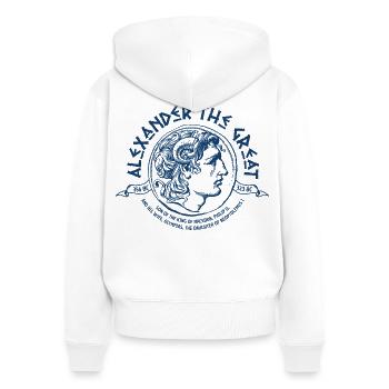 alexandre la grande macédoine - Sweat à capuche zippé Premium bio Femme - blanc - Dos - AI Model Female 172 light (172cm)