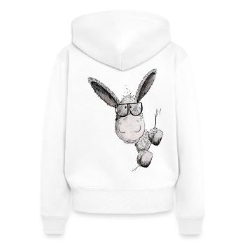 Donkey with sunglasses I animal motif little donkey - Women's Premium Organic Zip Hoodie - white - Back - AI Model Female 172 light (172cm)