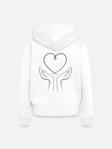 Liebe in deinen Händen - Frauen Premium Bio Zip Hoodie - Weiß