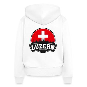 Luzern Suisse Skyline Travel Souvenir Swiss F - Sweat à capuche zippé Premium bio Femme - blanc - Dos - AI Model Female 172 light (172cm)