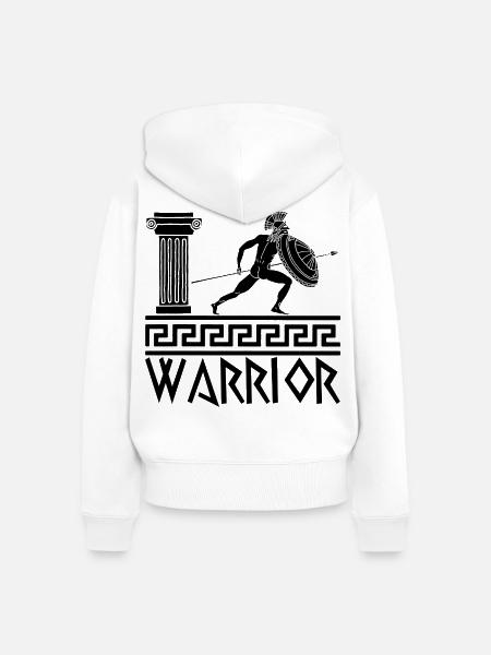 Griechischer Krieger schwarze Hoplite - Frauen Premium Bio Zip Hoodie - Weiß