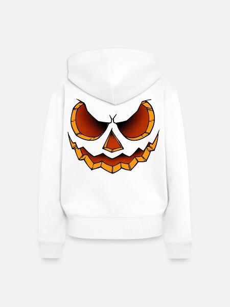 Gruselig Kürbis Halloween - Frauen Premium Bio Zip Hoodie - Weiß