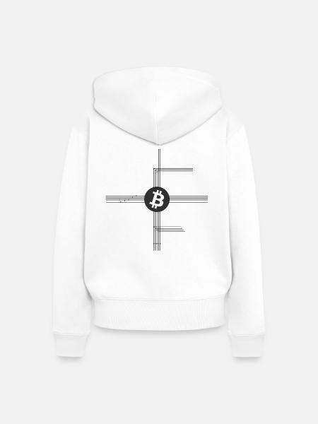 Bitcoin Netzwerk - Frauen Premium Bio Zip Hoodie - Weiß