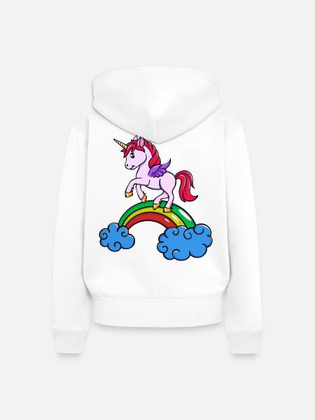 Tier Einhorn - Frauen Premium Bio Zip Hoodie - Weiß