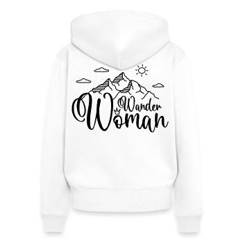 Wander Woman - Frauen Premium Bio Zip Hoodie - Weiß - Hinten - AI Model Female 172 light (172cm)