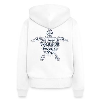 Freedive - Word Cloud Turtle - Women's Premium Organic Zip Hoodie - white - Back - AI Model Female 172 light (172cm)
