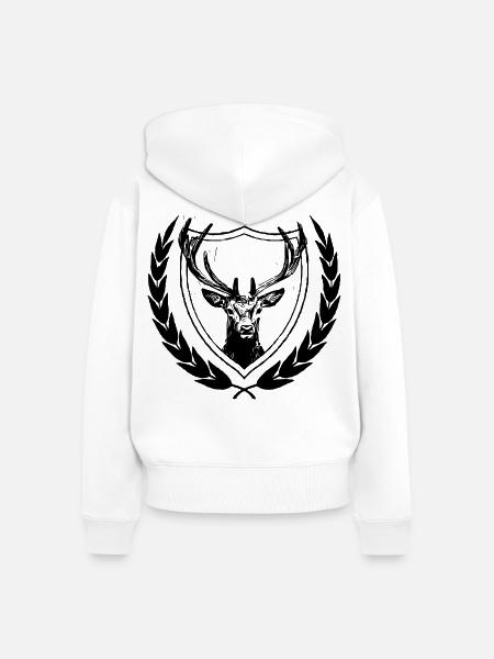 Hirschwappen - Frauen Premium Bio Zip Hoodie - Weiß