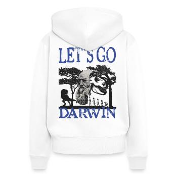 Charles Darwin Evolution textile gift idea - Women's Premium Organic Zip Hoodie - white - Back - AI Model Female 172 light (172cm)
