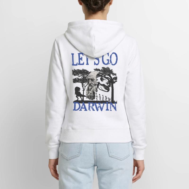 Idée cadeau textile Charles Darwin Evolution Sweat à capuche zippé Premium bio Femme