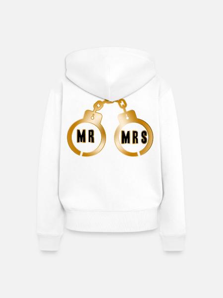 Goldenes Paar Handschellen-Emblem - Frauen Premium Bio Zip Hoodie - Weiß