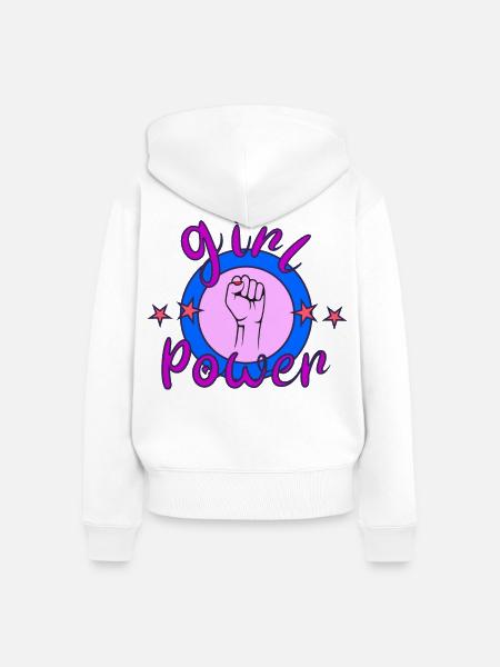 Weibliche Kraft - Frauen Premium Bio Zip Hoodie - Weiß