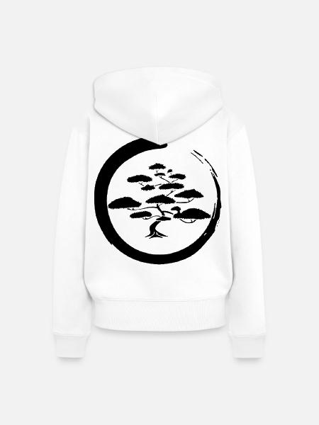 Schwarzer japanischer Baum - Frauen Premium Bio Zip Hoodie - Weiß