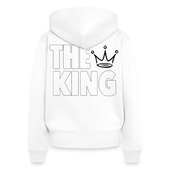 The King – Bold Crown Statement Design - Frauen Premium Bio Zip Hoodie - Weiß - Hinten - AI Model Female 172 light (172cm)