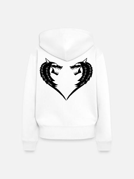 Schwarzes Wolfsherz - Frauen Premium Bio Zip Hoodie - Weiß