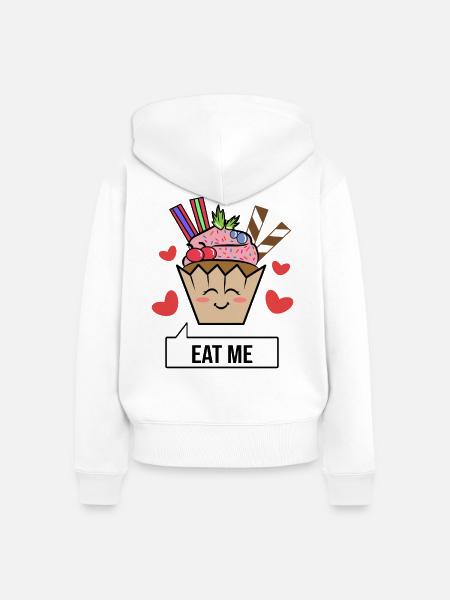 Herz Naschen Nachspeise Statement Süßigkeiten - Frauen Premium Bio Zip Hoodie - Weiß