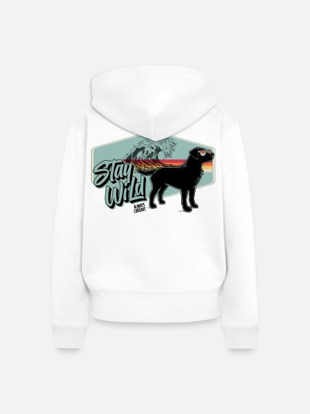 Stay Wild Hund Retro Surf - Frauen Premium Bio Zip Hoodie - Weiß