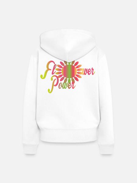 Blumen Power - Frauen Premium Bio Zip Hoodie - Weiß