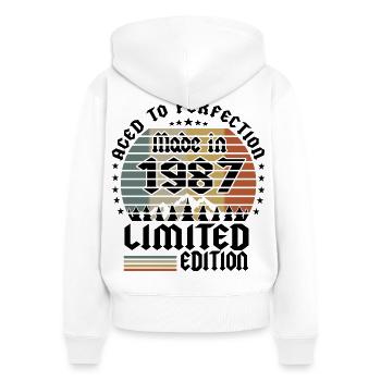 1987 Limited Edition - Women's Premium Organic Zip Hoodie - white - Back - AI Model Female 172 light (172cm)