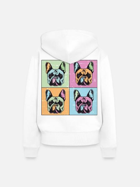 Bulldoggen Bild Abstrakt - Frauen Premium Bio Zip Hoodie - Weiß