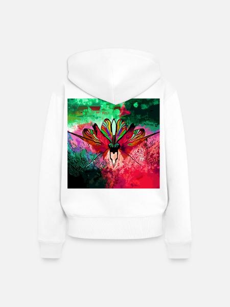 Farbexplosiver Schmetterling Naturkunst - Frauen Premium Bio Zip Hoodie - Weiß