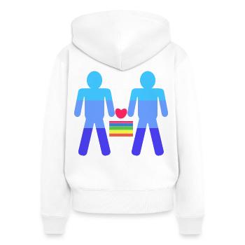 Herz Lgbt Gleichgeschlechtliche Ehe Regenbogen - Frauen Premium Bio Zip Hoodie - Weiß - Hinten - AI Model Female 172 light (172cm)