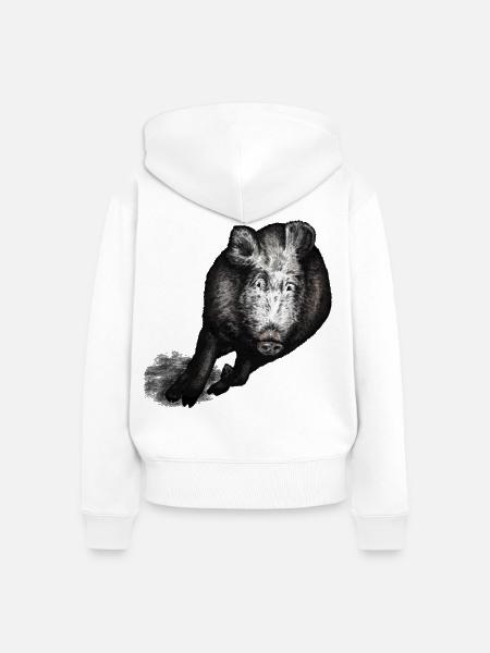 Wildschwein im Galopp - Frauen Premium Bio Zip Hoodie - Weiß