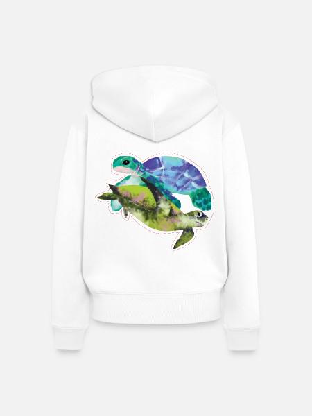 Aquarell Leitfähige Tropfen Schildkröte - Frauen Premium Bio Zip Hoodie - Weiß