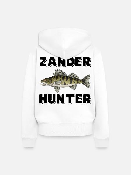 Zander Hunter – Predator-Angelhemd - Frauen Premium Bio Zip Hoodie - Weiß