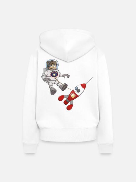 "Der Astronaut und sein Raumschiff“ - Frauen Premium Bio Zip Hoodie - Weiß
