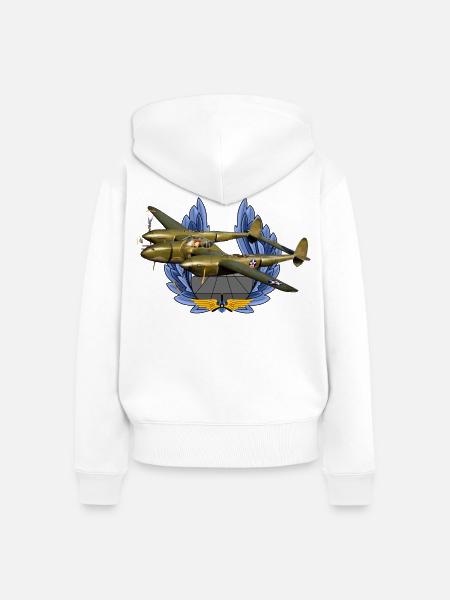P-38 Lightning - Frauen Premium Bio Zip Hoodie - Weiß