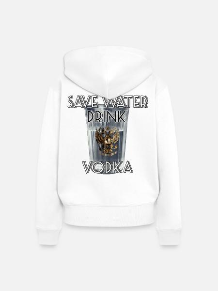 Save Water Drink Vodka Geschenk - Frauen Premium Bio Zip Hoodie - Weiß