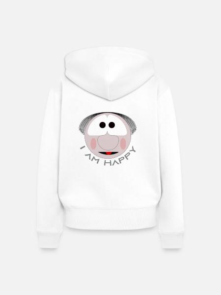 Glücklich - Frauen Premium Bio Zip Hoodie - Weiß